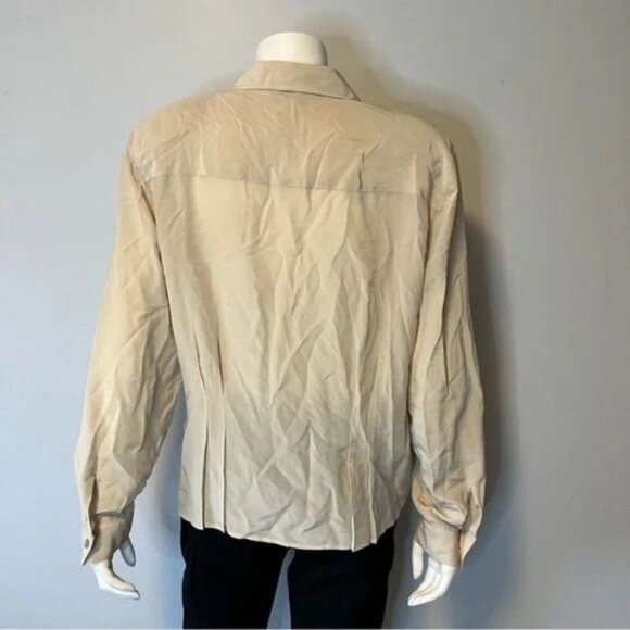 Vintage 100% Silk button front pleated sides blouse by Evan Picone size Large - Picture 5 of 7